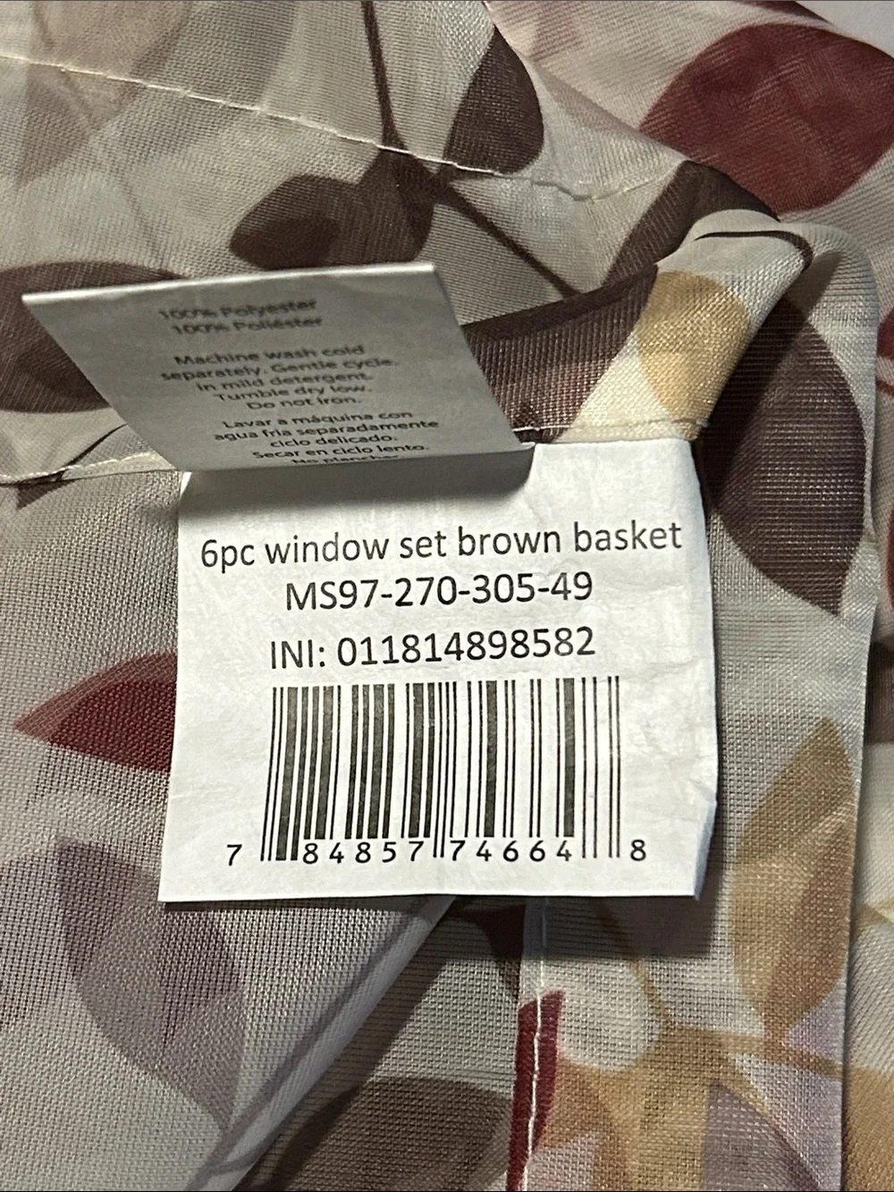 Mainstays Sheer Leaf Curtain Panels - Red, Gold, Gray 84”. SET OF 4